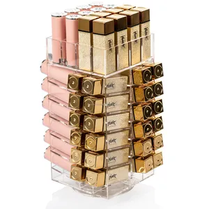 Clear Lipstick Stand Spinning Lipgloss Storage Make Up Organiser Display Acrylic Rotating Cosmetic Rotating Lipstick Holder