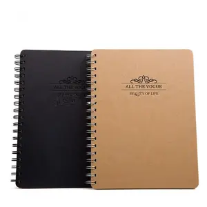 2024 buku sketsa Notebook Spiral kertas Kraft polos coklat daur ulang dengan halaman kosong