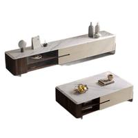 Ensemble table basse et meuble TV minimaliste en marbre moderne, haut de gamme, avec rangement, pour salon