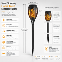 Lampe solaire à piquet pour jardin, lumière LED pour pelouse, lumière blanc chaud, certifiée RoHS, étanche IP55, rechargeable, portable