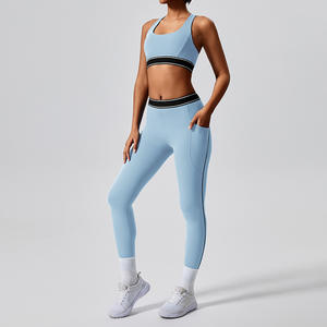 2025 kustom Set Legging Yoga wanita 2025 Set Fitness Gym kualitas tinggi 2 potong atasan pendek dan Set Legging untuk wanita - Product Image 6