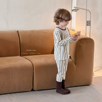 Ensemble de vêtements de maison pour enfants en coton élastique personnalisé en usine, 95,5 % coton, 4,5 % élasthanne, vêtements décontractés à manches longues, OEM ODM