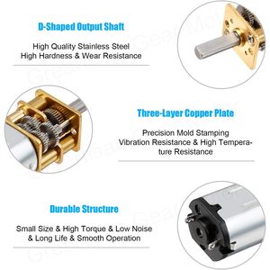 Moteur à courant continu Greartisan 6V 50 tr/min N20 avec boîte de vitesses en métal à couple élevé pour jouets RC - Product Image 2