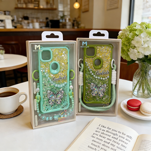 เคสโทรศัพท์มือถือกันกระแทกลายผีเสื้ออีพ็อกซี่กากเพชรแบบสามในตัวเดียวที่คาดเอวแบบใหม่ - Product Image 1