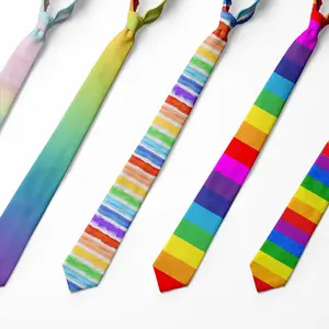 Custom Men Neck Tie Business Suit Printed Polyester Rainbow Accessory Neckties