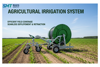 Système de dévidoir de tuyau agricole en métal robuste JP90 avec boîte de vitesses et pompe pour l'irrigation par canon à eau longue portée