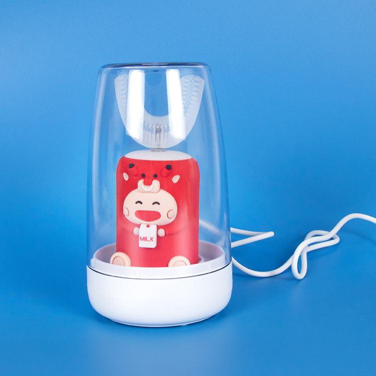 Оптовая продажа, Детская электрическая зубная щетка U-образной формы с беспроводной зарядкой, мультяшная зубная щетка