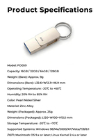 Nouvelle clé USB 3.0 Type-C en métal, multi-capacités, étanche, portable, pour usage personnel et professionnel, garantie de 2 ans