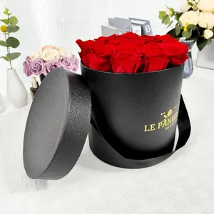 Sıcak satış özel Logo zarif kağıt yuvarlak seni seviyorum anneler günü hediyesi için çiçek kutusu