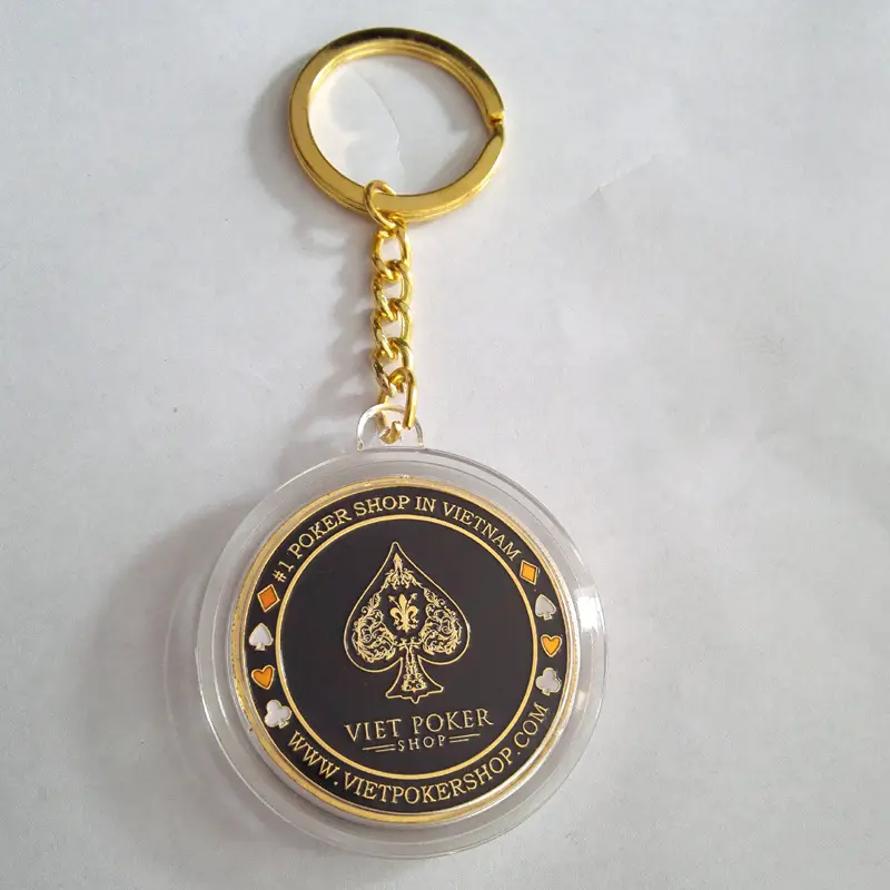 Plastic Challenge Coin Holder Keychain Transparent Acrylic Coin Holder Key Ring