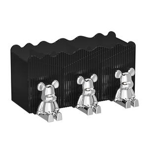 Hys Soporte para cepillos de dientes montado en la pared con diseño de oso, rectangular moderno, fácil de limpiar, no requiere perforación, accesorio para el baño - Product Image 2