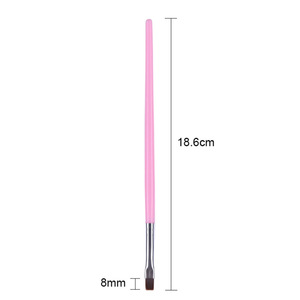 Pinceau plat en nylon rose avec manche, embout serti, pour la peinture au gel UV, la manucure et le design d'ongles - Product Image 4