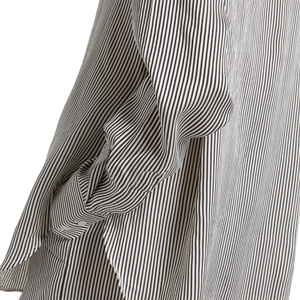 Seda viscosa satén mujer camisa manga larga rayas elegante suave negocios blusa fábrica OEM - Product Image 5