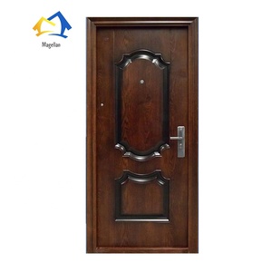 Porte d'entrée de sécurité en métal de luxe à <span class=keywords><strong>prix</strong></span> abordable, couleur personnalisée, grain de <span class=keywords><strong>bois</strong></span>, porte en acier de haute qualité pour maisons - Product Image 4