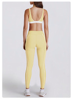 Ensemble deux pièces contrasté blanc rayé, anti-transpiration, en Spandex/Nylon, col en V, short de course, fitness, sport, yoga