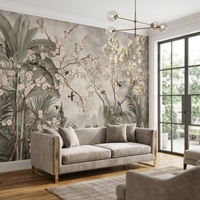 Papier peint mural vintage à fleurs et oiseaux, motif rétro tropical botanique, branches florales, pour salon, chambre, décoration murale de la maison