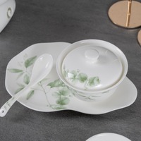 Ensemble de vaisselle, assiettes à dîner de campagne, assiette à soupe minimaliste, assiettes en forme de fleur, ensemble de vaisselle de luxe, bols de service pour Noël