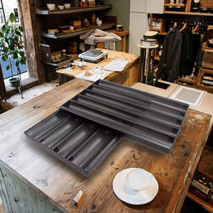 Teglie Monouso per <span class=keywords><strong>5</strong></span> Baguette, Vassoi Forati per Forno, Stampo in Metallo per Baguette Francesi, Teglie in Alluminio per Cottura - Product Image 3