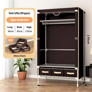 Organizador de Ropa Multifuncional con Estructura de Acero Resistente, Armario Portátil con Puerta de <span class=keywords><strong>Cremallera</strong></span>, Estantes de Tela, Diseño Desmontable para Bolsas - Product Image 6