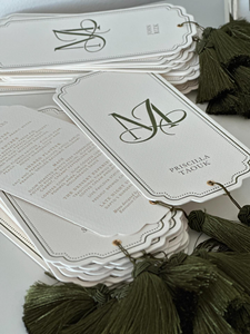 Cerimonia nuziale e ricevimento di lusso elegante carta di cotone fatta a mano stampa carte <span class=keywords><strong>Menu</strong></span> di nozze con nappa - Product Image 2