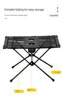 Table pliante en tissu Oxford en alliage d'aluminium avec double porte-gobelets - Table de camping et d'extérieur portable pour barbecue et pique-nique