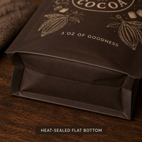 Sacs d'emballage alimentaire en plastique personnalisés avec valve anti-humidité, fond plat, pour grains de café, avec fermeture éclair facile à déchirer