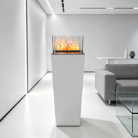 Cheminée électrique verticale autonome à vapeur d'eau, avec support français, flamme LED, certifiée CE, contrôlée par application intelligente, pour usage intérieur