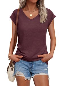 Camisetas florales de manga corta con cuello en V para mujer, blusas bohemias para todas las estaciones, para profesores y trabajo - Product Image 4