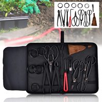 W006 Ensemble d'outils de jardinage personnalisés pour bonsaï, kit en acier au carbone, ciseaux de coupe avec étui en nylon