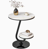 Table basse de style européen léger et luxueux, table basse moderne créative à double niveau, canapé, table d'appoint pour salon