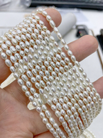 Collier de perles d'eau douce naturelles de 3-6 mm, forme de riz, petites perles, fabrication de bijoux semi-finis, vente en gros