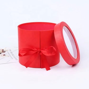 Premium kalite yuvarlak çiçek kutusu <span class=keywords><strong>2</strong></span> kat hediye kutuları lüks çiçek ve hediye düzenlemeleri kapaklı boyutu 7.8 dia. x 6.7 inç - Product Image 4