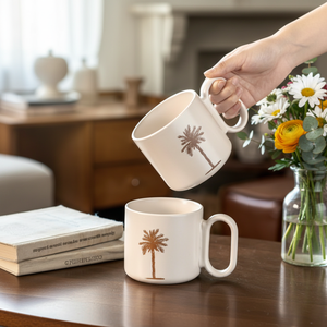 Tazza in Ceramica Vintage di Lusso con Motivo Palma di Cocco, Grande Capacità, <span class=keywords><strong>Stile</strong></span> Giapponese, per Caffè/Tè, Lavabile in Lavastoviglie e Utilizzabile in Microonde - Product Image 5