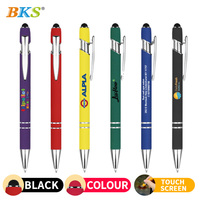 Stylet promotionnel avec logo personnalisé Stylo à bille en aluminium pour téléphone portable avec écrans tactiles en caoutchouc souple Bon marché et durable