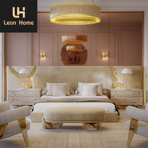 High End grande testiera <span class=keywords><strong>letto</strong></span> <span class=keywords><strong>matrimoniale</strong></span> Custom oro acciaio inossidabile <span class=keywords><strong>letto</strong></span> in pelle di lusso moderna camera da <span class=keywords><strong>letto</strong></span> mobili king Size <span class=keywords><strong>letto</strong></span> di lusso - Product Image 1