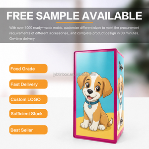 JYB Cute Puppy Printed Rectangular Metal Doll <strong>Wardrobe</strong> Tin Box Lockable Portable Storage Case for Doll Clothes Accessories - Product Image 3