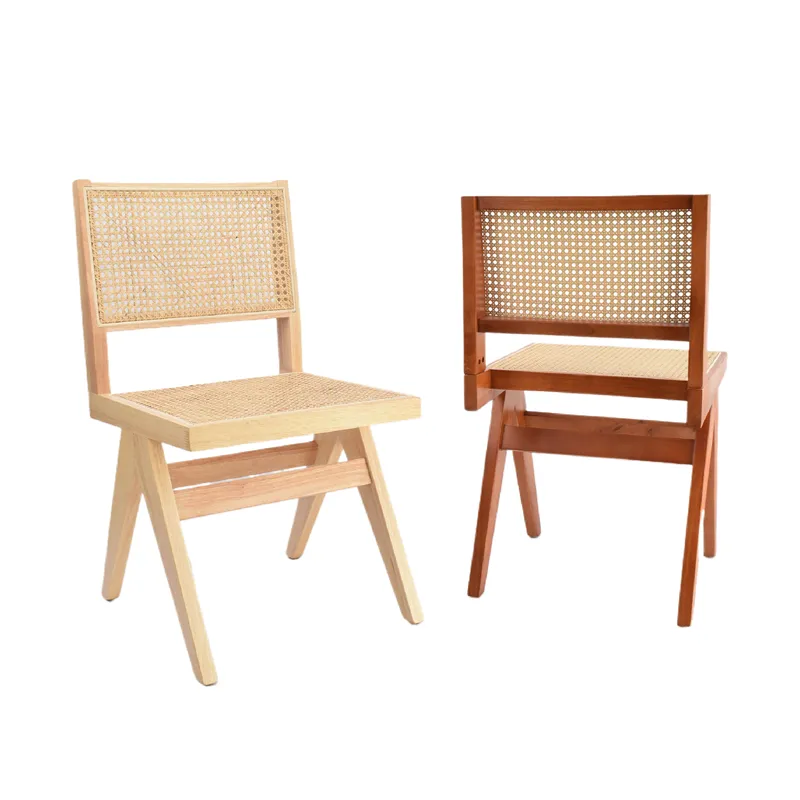 Nouveau design rotin naturel café chaise de rotin restaurant meubles d'hôtel cadre en bois massif chaise de salle à manger en rotin