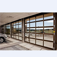 Porte de garage sectionnelle moderne 9x8 9x7 16x7 à vue complète en aluminium et verre trempé, porte de garage en plexiglas