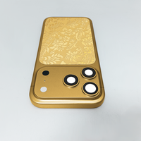 Pour iPhone 17 Pro : Cadre de téléphone plaqué or 24 carats, design de luxe, motif gravé profond, électroplaqué, populaire à Dubaï