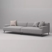 Canapé d'angle modulable en L de luxe léger, revêtement textile bouclé minimaliste, pieds en métal, pour salon et hôtel