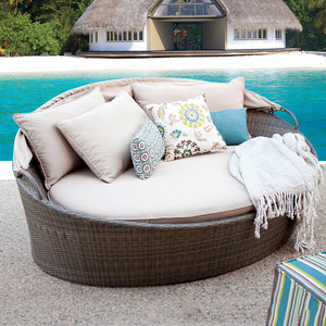 Giường nằm ngoài trời bằng mây thân thiện với môi trường, ghế tắm nắng bãi biển, đồ nội thất ngoài trời bằng mây có mái che, dạng lều nằm tròn - Product Image 2