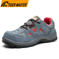 Sepatu Safety Tiger Master Labor Murah Warna Biru Suede, Pelindung Baja EU Anti-tusuk Anti-selip Tahan Minyak Asam Sol PU untuk Unisex