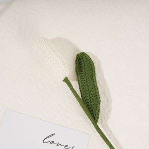 Handmade Chất Lượng Cao Duy Nhất Dệt Đan Crochet Nhân Tạo Tulip Hoa Nhỏ Bó Hoa Tulip Cho Trang Trí Nội Thất - Product Image 6