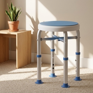 Taburete de Ducha Resistente, Asiento Redondo Grueso Azul, Patas Antideslizantes, Patas Ajustables de Aluminio, Silla de <span class=keywords><strong>Baño</strong></span> - Product Image 5