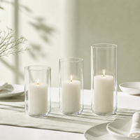Support de bougie en verre à base lourde et fond arqué, coupe-vent en verre pour décoration intérieure esthétique