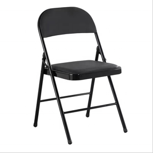 الطعام اجتماع مؤتمر الأسود جلدية كرسي معدني إطار فولاذي بناء نمط طوي كرسي قابل للطي - Product Image 1