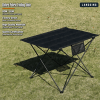 Table pliante en tissu Oxford avec logo personnalisé en gros, pour le camping, cadre en fer épaissi, table de pique-nique portable pour l'extérieur