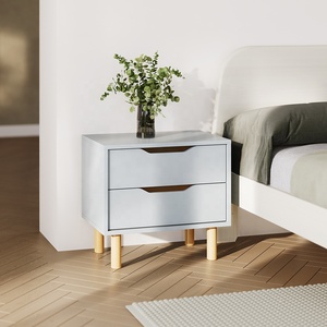 Only B2B Boori elegante madera esquina <span class=keywords><strong>mesita</strong></span> de <span class=keywords><strong>noche</strong></span> blanca con 2 cajones - Product Image 6