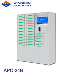 Winnsen 24 lockers restaurant public cellphone charger wifi locker biometric charging station with operating touch screen