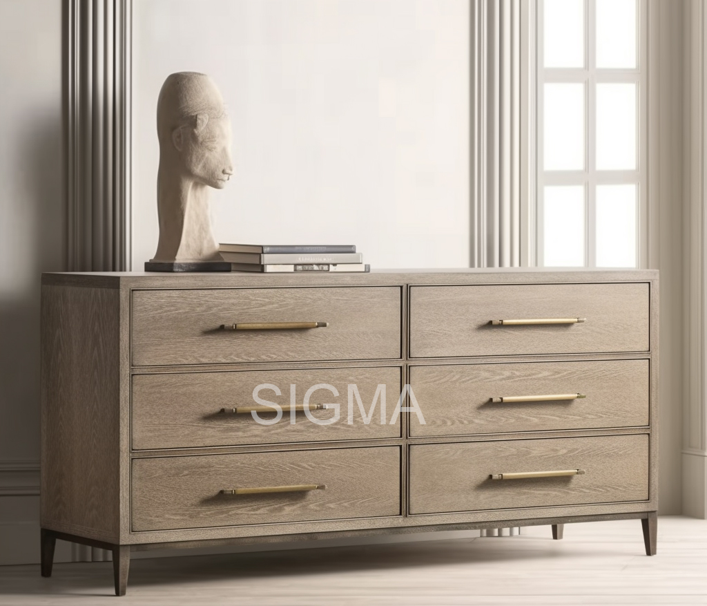Wholesale solid wood contemporary Indoor furniture Bedroom furnitures beside table 6 drawers cabinet